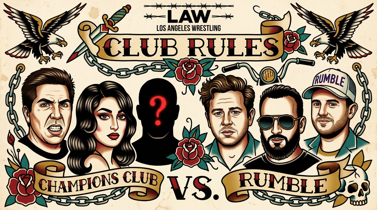 GrimmHollywood's tweet photo. OPENING NIGHT 1 is a HUGE MATCH!

@InsaneSicilian &amp; @Monirra009 with ???

versus

@ric_rac, @RumbleMario and @chrispavlovski !

CHAMPIONS CLUB versus RUMBLE https://t.co/35cGHTybOF