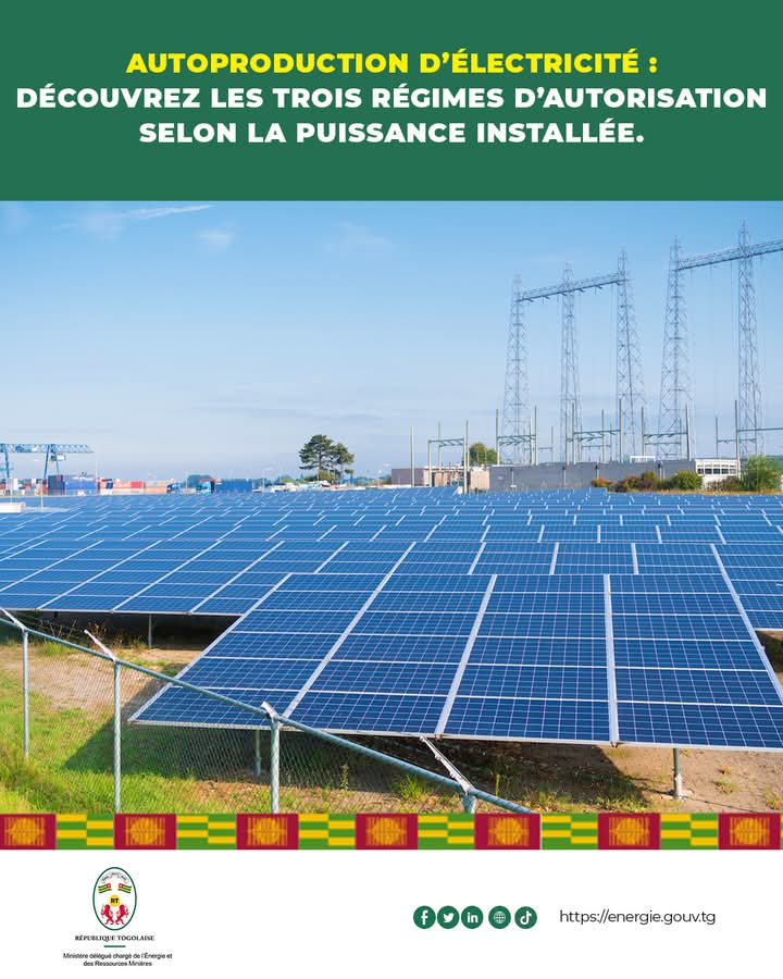 JBlimpo36588's tweet photo. L’autoproduction d’électricité solaire, c’est l’avenir de notre autonomie énergétique au Togo. Trois régimes d’autorisation encadrent cette pratique pour une transition sûre et durable. Ensemble, faisons briller le soleil dans nos foyers et nos entreprises. #ÉnergieRenouvelable https://t.co/29euFXMXK6