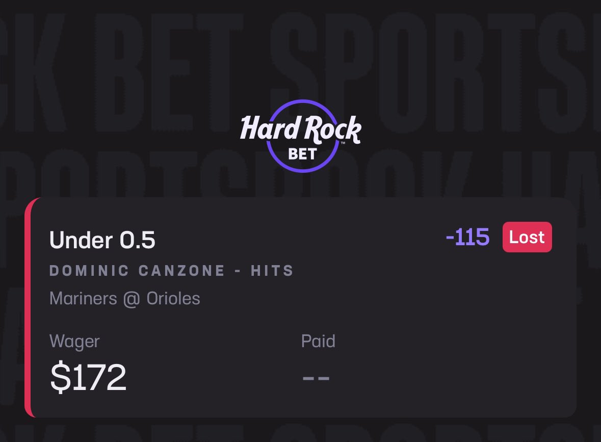 grasian's tweet photo. 🚨PLAYER HITS ARB⚾

Took Under 0.5 hits on Hard Rock for $172 (missed) and Yes 1+ hits on Kalshi for $126. 

Canzone got the hit so Kalshi paid out $326.15.

Total risk $298 → total payout $326.15 = +$28.15 locked in (~9.5% ROI). 🔥

Love when the books disagree like this and you can just take both sides.

Spotting these quick with @OddsJam they’ve got a 7 day free trial running right now. Use code GRASIAN here: https://t.co/uq8U2GmFDv