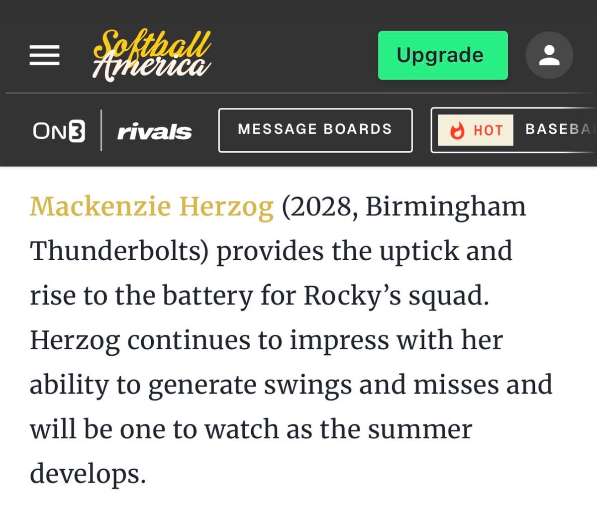BigMack2028's tweet photo. Thank you @SoftbalAmerica for including me as a standout with so many great players from Zoom Into June!!! I can’t wait to get after it this week with my @BhamBolts2027 girls in Kansas City!!!!!!! ⚡️💜💛

@rittmanjohn @Coach_Alameda @UGACoachTony @CoachNealPT @CoachZack21 @KatieRepole @_TimWalton @CoachBBuchanan @MrCoachTbratt @MRhodesSmith @lmcmahon7 @TCam_FSUSB @chelsw20 @jodydavidson @BethTorina @CoachDeifel @CoachBallMalone @ashleychastain @Syd_finch @coachjro @UACoachMurphy @KarenWeekly @jjpower19 @Coach_Ricketts @zjermain_15 @rykerzc @OSUcoachG @TexasCoachWhite @Christianconr15 @TPleasants17 @Coach_AT @FSU_CoachWilson @Trisha_Ford  @Jamie_Trachsel @CoachLarissaA @GassoPatty @LSU_SandraMoton @Sam_Marder @PRSTAGGS @noahbsanders @KateMalveaux @LLefty18 @c_lyon22 @CoachArchibald  @michaellew10 @Coach_Shippy @EastonHerring