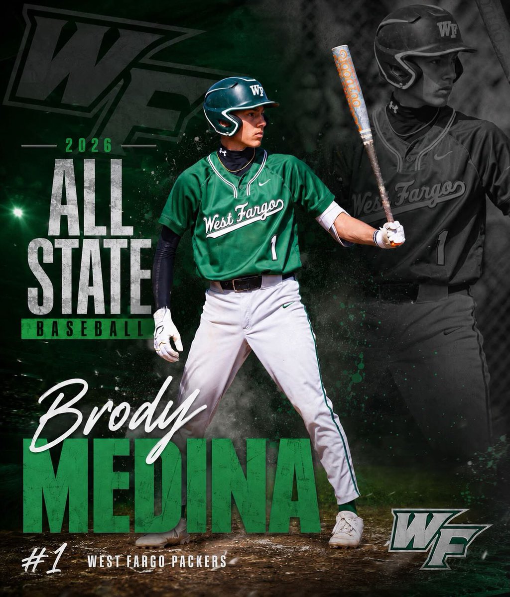 MagnitudeTVPlus's tweet photo. Congrats to @WFPatsBaseball Brody Medina on making the 2026 All State Team! #WestFargo @NDLegion @ndlegionbaseba1 #LegionBaseball #HighSchoolBaseball https://t.co/w5HY5mOCHG