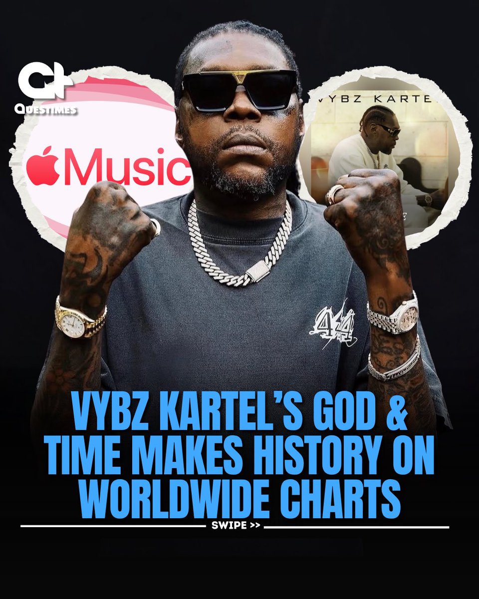questimes's tweet photo. 🇯🇲📈 Vybz Kartel’s God & Time continues its historic run, becoming the only Jamaican album currently charting on both the Worldwide iTunes Top 100 Albums Chart and the Worldwide Apple Music Top 200 Albums Chart.

The album has peaked at No. 24 worldwide on iTunes, reached No. 1 on the iTunes Reggae Albums Chart, and remains a dominant force across global streaming platforms. 🌎🏆 #VybzKartel #GodAndTime