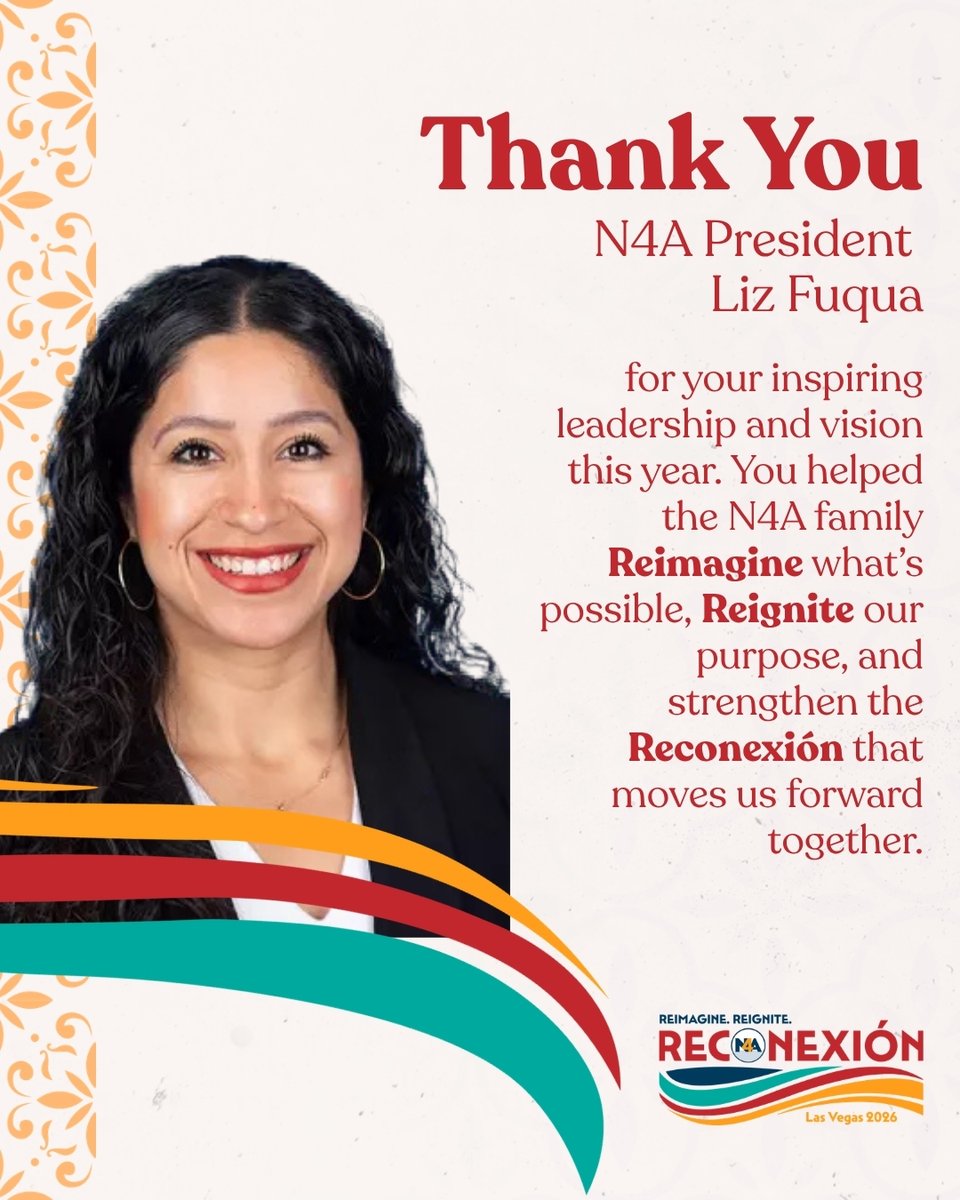 nfoura's tweet photo. Thank you, Liz Fuqua, for your leadership, vision, and dedication to the N4A community. 💙

Your impact will continue to inspire our members and strengthen our profession for years to come.

#N4A2026 https://t.co/waX1fe4FLN