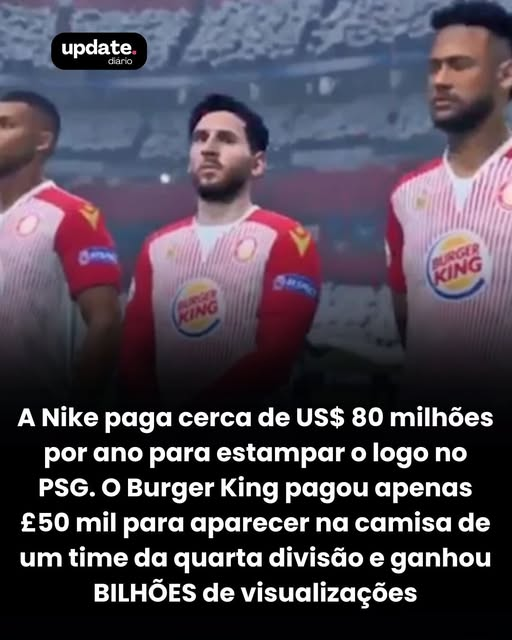 SensoCrtico1's tweet photo. Em 2019, o Burger King queria colocar sua marca dentro do FIFA, o maior videogame de futebol do mundo.

O problema era simples: patrocinar grandes clubes como PSG ou Barcelona custava dezenas de milhões de dólares.
Então a equipe de marketing fez uma pergunta diferente.

E se patrocinássemos o menor clube possível?
A resposta foi o Stevenage FC.

Na época, o time jogava na quarta divisão inglesa, tinha um estádio para apenas 2.800 pessoas e quase nenhuma visibilidade internacional.

Mas dentro do FIFA, todos os clubes aparecem no mesmo universo.
No modo carreira do jogo, qualquer jogador pode contratar estrelas como Messi ou Cristiano Ronaldo para jogar em qualquer time.

Inclusive no Stevenage.
O Burger King percebeu algo que ninguém havia explorado.

Se patrocinasse o Stevenage, o logo da marca apareceria automaticamente no uniforme digital dentro do FIFA.
Foi então que nasceu o “Stevenage Challenge”.

A proposta era simples: escolher o Stevenage no jogo, contratar grandes estrelas, marcar um gol e postar o vídeo nas redes sociais.
Em troca, os jogadores ganhavam comida grátis no Burger King.

O resultado foi imediato.

Em poucas semanas, milhares de vídeos começaram a circular com Messi, Cristiano Ronaldo e Neymar vestindo a camisa do Stevenage com o logo do Burger King.

Mais de 25 mil gols foram compartilhados nas redes.
O Stevenage virou um dos times mais usados do FIFA 20.
E pela primeira vez na história do clube, as camisas do time esgotaram.

A campanha gerou mais de 1 bilhão de impressões de mídia espontânea e ganhou o Grand Prix no Cannes Lions, o prêmio mais importante da publicidade mundial.
Tudo com um investimento de cerca de £50 mil.

A grande lição não é sobre futebol.
É sobre entender o sistema onde as pessoas já estão interagindo — e encontrar a brecha que ninguém percebeu.

Aqui no Update Diário analisamos as melhores histórias de negócios todos os dias.

Siga Update Diário

Acesse o conteúdo mais exclusivo para fundadores e executivos em: https://t.co/H0drubvMCy