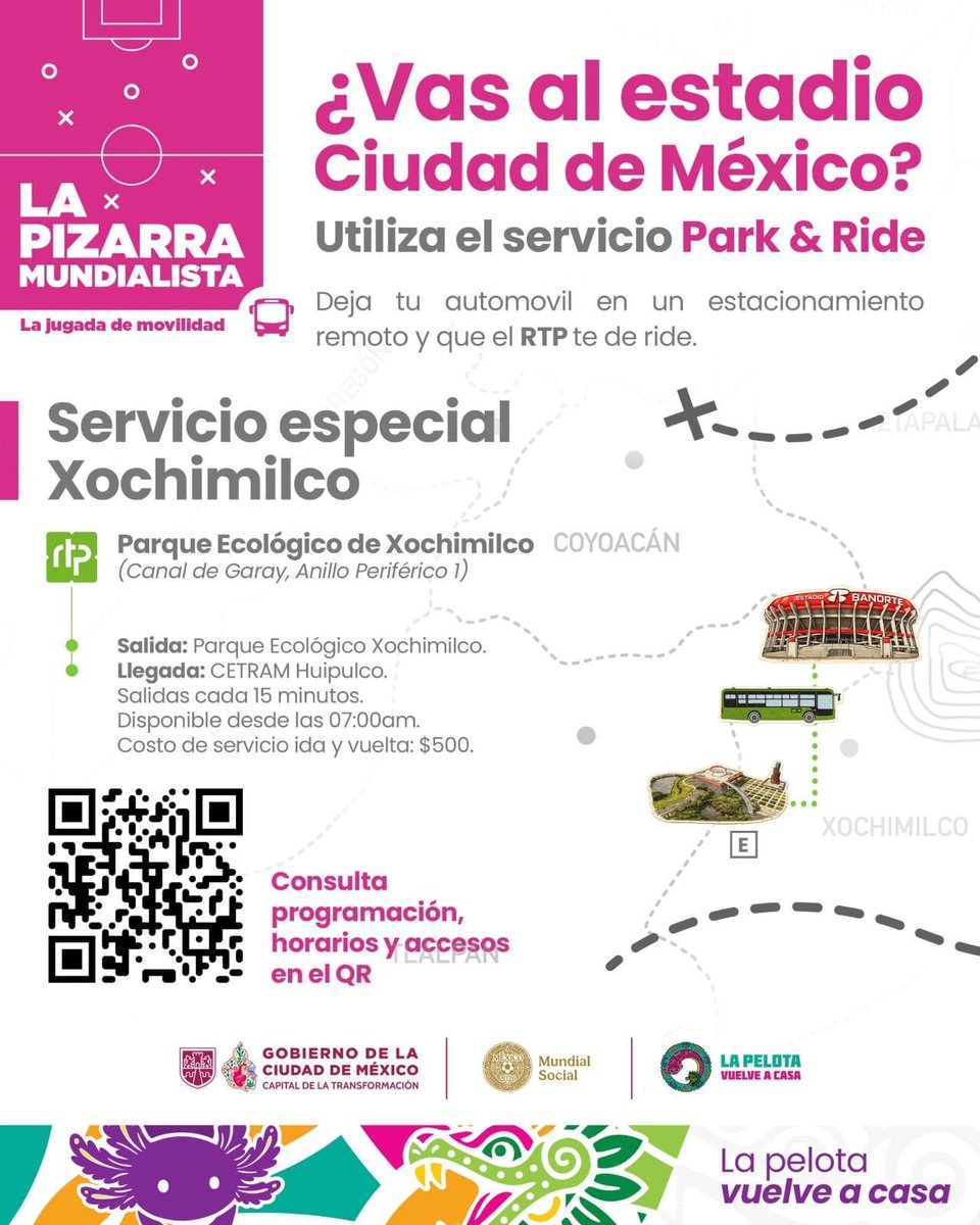 RTP_CiudadDeMex's tweet photo. 🚍 #RTPInforma

Te explicamos cómo funciona el servicio de RTP al Estadio de la Ciudad de México. 🏟️

✅ Park &amp; Ride: $500 MXN con Tarjeta MI, incluye dos viajes.
✅ Ride: $350 MXN con Tarjeta MI, incluye dos viajes. https://t.co/uZe9sRf0jH