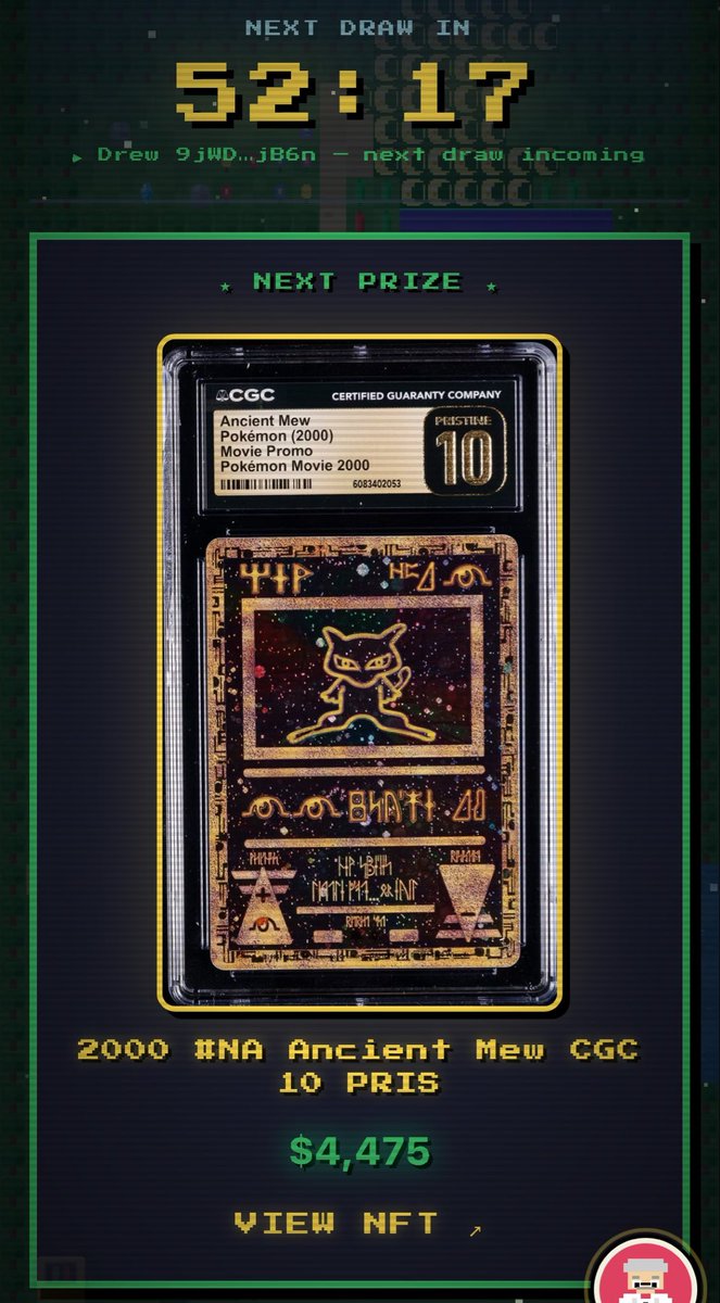 AdamUnderPar's tweet photo. Next drawing is a freaking GRAIL!
2000 CGC 10 PRIS Ancient Mew worth $4,475!
@GrailPF Hold $grail wins grails. 
It’s that simple. https://t.co/gDRAgM9PGL