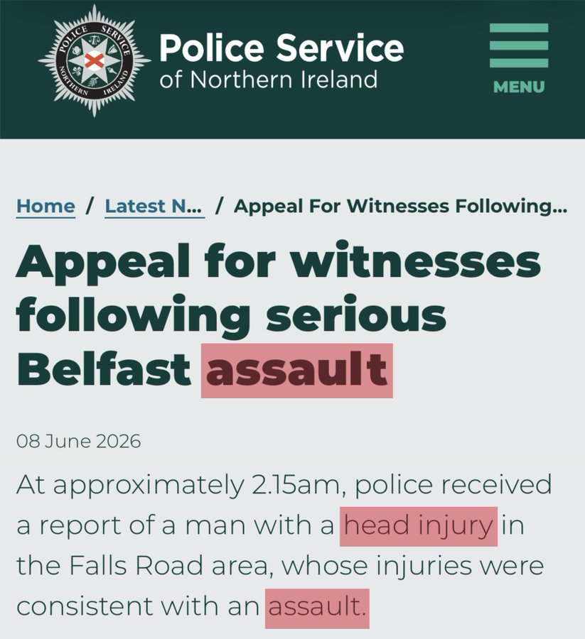 Logosintell's tweet photo. @TRobinsonNewEra Don't worry everyone, Severing A head IS CLASSIFIED as a head injury in Belfast!!!! https://t.co/9PUFAfjX2O
