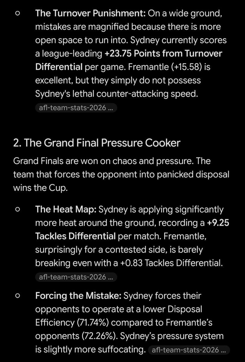 RoarInvest's tweet photo. @FOXFOOTY @WillSchofield According to Gemini, if we have a Sydney vs Fremantle AFL 2026 grand final at the MCG. Sydney will win. https://t.co/lJfqOnrgo6