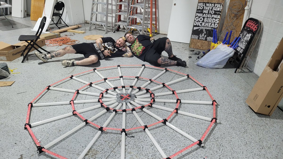 ViolentBreedJBA's tweet photo. Had a blast this weekend getting to get creative in the @GCWrestling_ workshop for TOS/COS. Collaborating builds with Cory and getting guidance from Big Vin made for an insane weekend of fuckery.

Death match wrestling rules. https://t.co/ceyPpvJViI