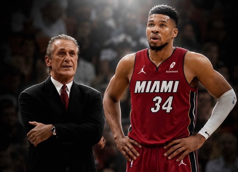 WadexFlash's tweet photo. Everyone that has mentioned Giannis Antetokounmpo to Miami:

- Chris Haynes (NBA on Prime)
- Brian Windhorst (ESPN)
- Marc Stein (NBA)
- Jake Fischer (Bleacher Report)
- John Hollinger (Athletic)
- Sam Amick (Athletic)
- Kirk Goldsberry (Ringer)
- Howard Beck (Ringer)
- Bill Simmons (Ringer)

It’s finally time to get your star, Pat.