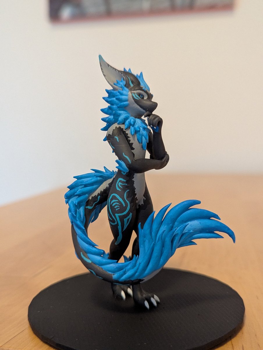 Thingymab0b's tweet photo. Aight y'all Twitter furries. I had the idea of something to offer next year at Furality for the charity auction. How popular do people think a 3D printed and hand painted model of the winner's avatar would be? Attached images of ones I've done for reference. #Furality #Furry https://t.co/ZVYYQwpnKC
