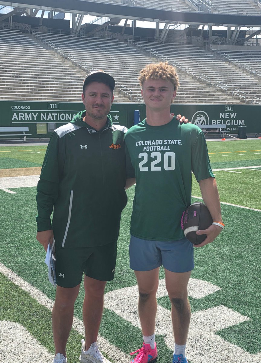grigsby_peyton7's tweet photo. Had a great time at the Colorado state football camp. Got some great reps in. Thank you @CSUFootball for having me. I appreciate the invite Coach @FishbackMiles great meeting you and Coach @CoachMeetch. @jfields50 @RecruitTheRiver https://t.co/uVVd97OGJF