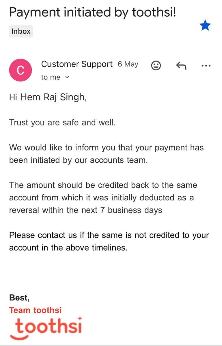 thisishrsc's tweet photo. How stupid can @toothsialigners and it’s support people can be?
They promised me refund on 6th May 2026 and I haven’t received my refund till now.
I have emailed them 17 times that I am not available on call as I am not in India and they keep calling me. 
Reply on email dammit. https://t.co/oDcVXt4eay