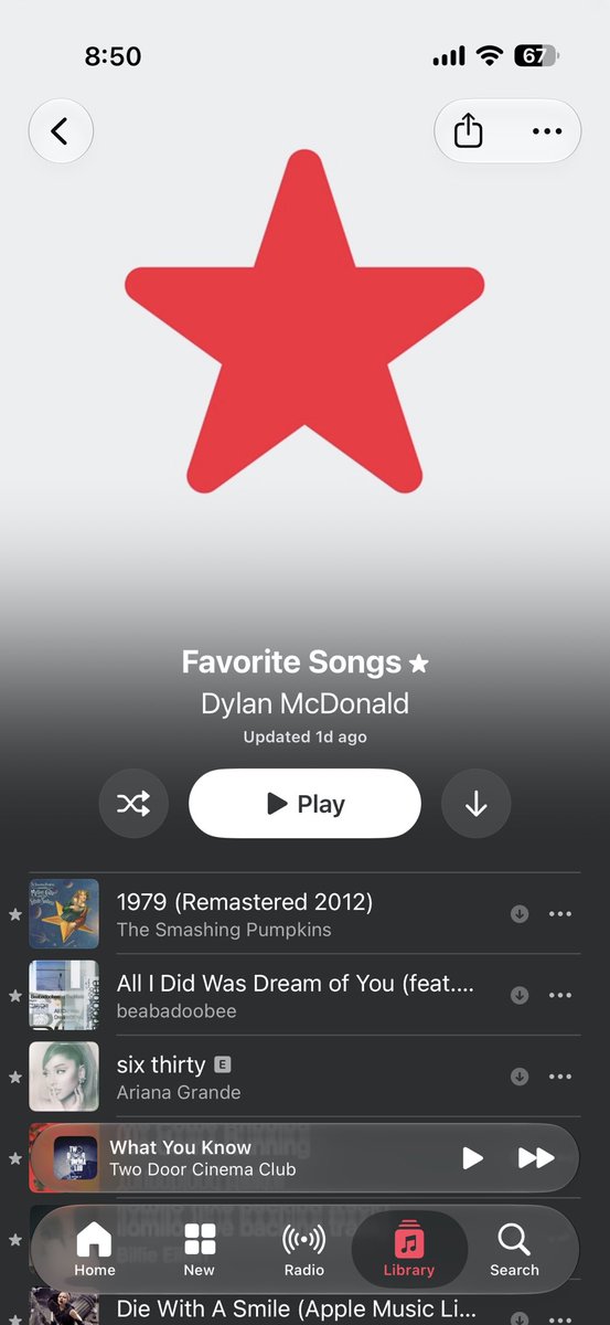 DylanMcD8's tweet photo. Nice, the Favorites playlist no longer flashbangs you on iOS 27 https://t.co/a2UVOgg2Ys