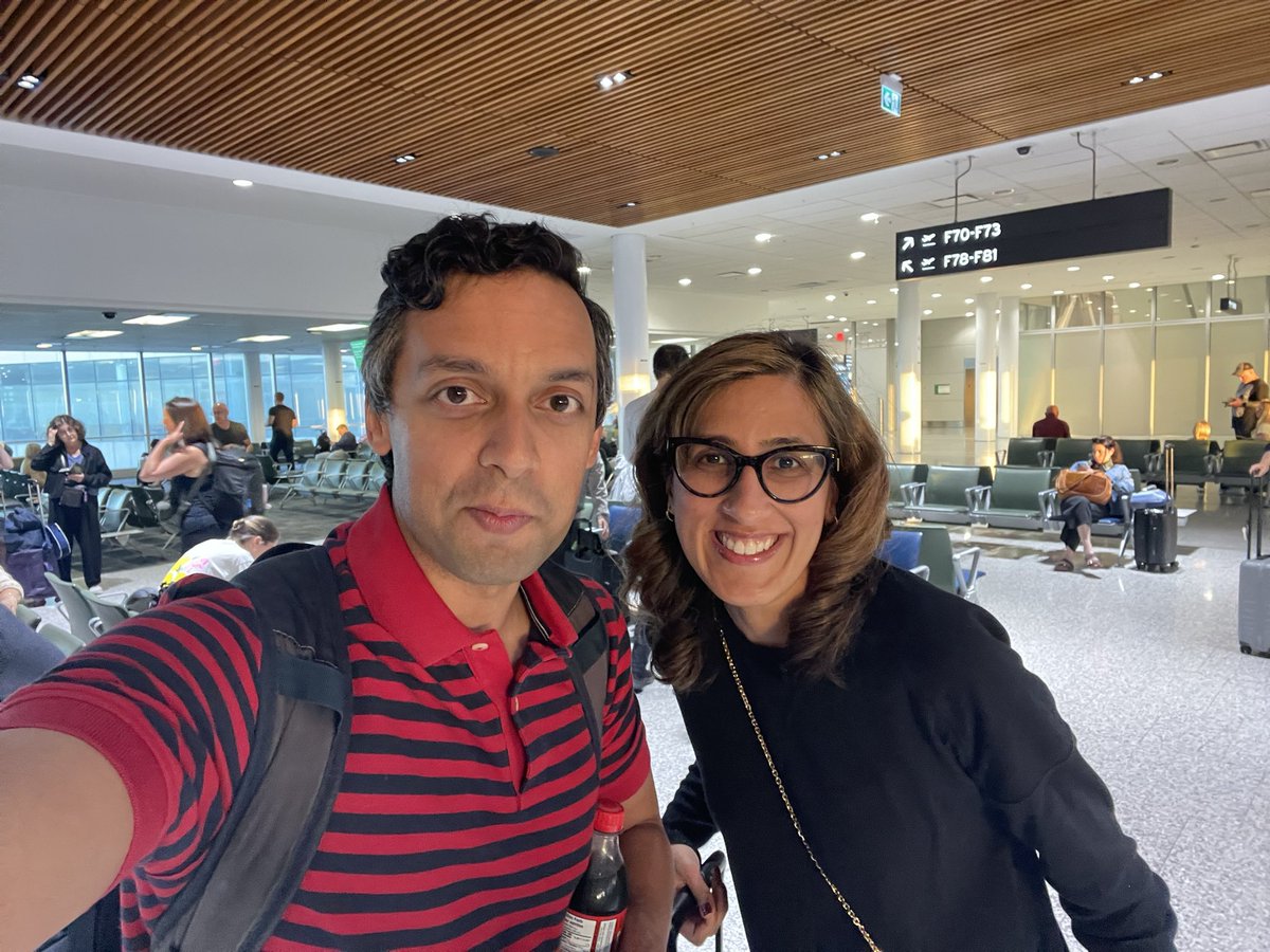 RahulBanerjeeMD's tweet photo. En route to 🇸🇪  via 🇨🇦 for #IMFIMWG25 - I am wolfing down my dinner after a delayed ✈️  connection, meanwhile @HiraSMian looks ready to lead a session as always!!

Now we’ll just see if this flight lands on time… looking forward to meeting many global collaborators again! https://t.co/QyvTBpfEp1