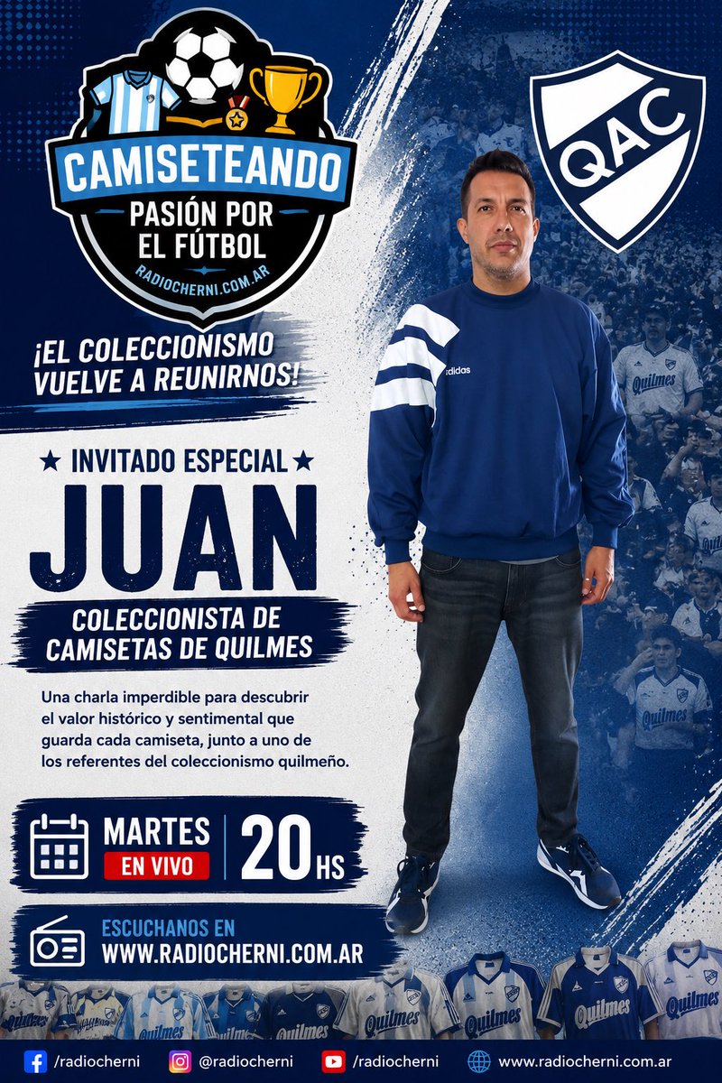 RadioCherni's tweet photo. CAMISETEANDO Martes 20 hs por @RadioCherni 📻
🎙️ @javicherni &amp; Flavio Piltch 

🌐 https://t.co/43dT9ozAQp https://t.co/Rz04wOF5tL