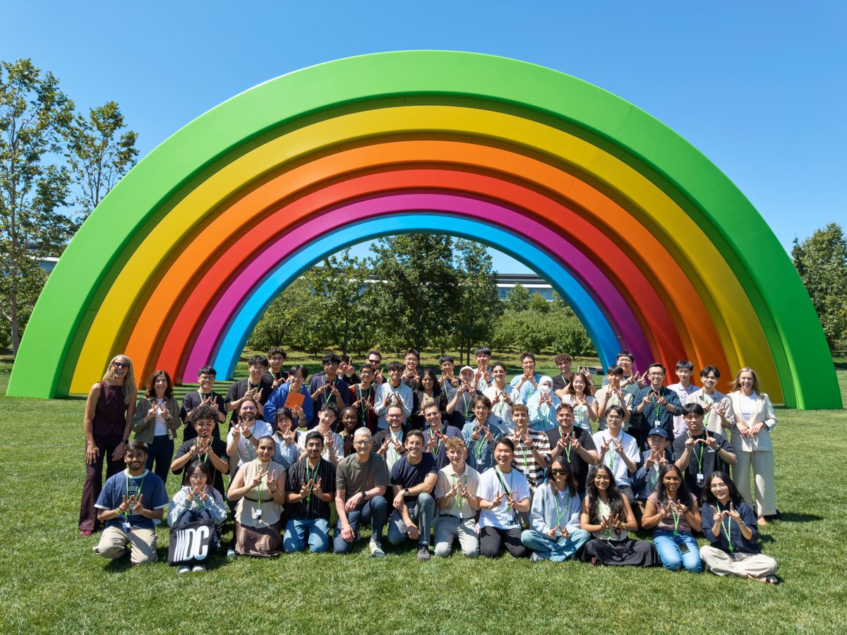 AppleEDU's tweet photo. The future of app development is here. Celebrating Swift Student Challenge winners from around the world at Apple Park during #WWDC26. Learn more: https://t.co/iNJPqwtifr https://t.co/QsaklrR2us
