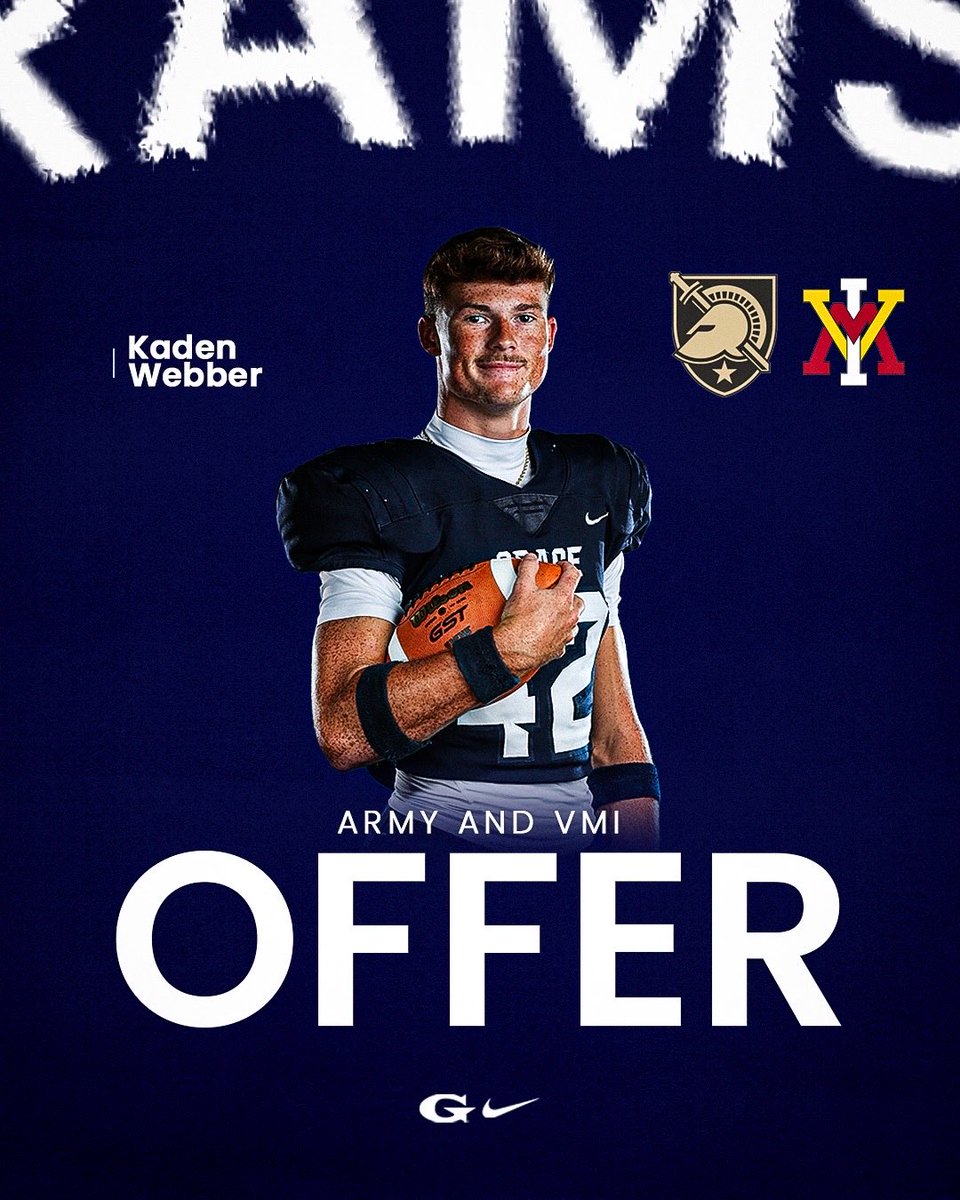 GCARamsFootball's tweet photo. Congrats to our guy Kaden for picking up offers from @ArmyWP_Football and @VMI_Football 🤝 

#ALLIN | #GCA https://t.co/TUPiDNs7L6
