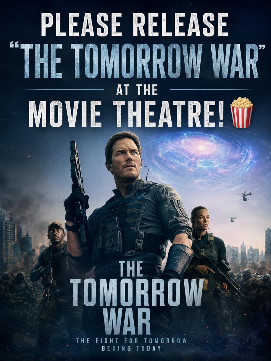DJaySaunders's tweet photo. @JeffBezos #TheTomorrowWar Needs A Cinema Release!! I can't believe how amazing this movie is! I found it randomly &amp; if ANY film is worthy of a theatrical release it is this one!! It will go CRAZY at the cinema! Pull it from Prime &amp; release at the cinema! @amazon @TheTomorrowWar https://t.co/TfFm3c9QtD