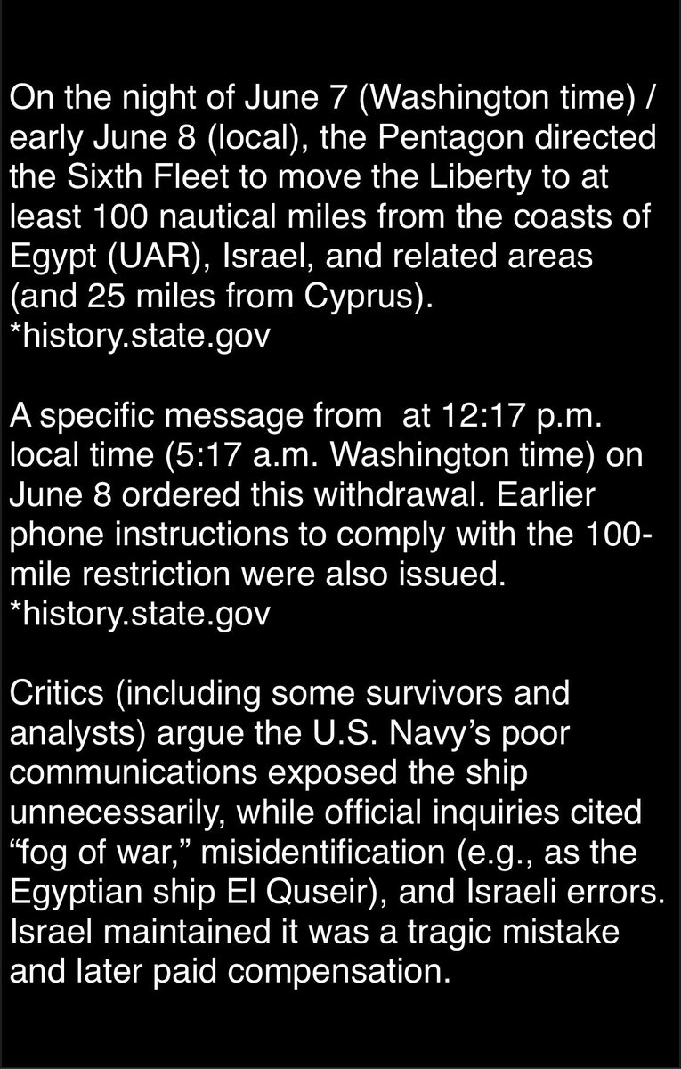 wiseacre33's tweet photo. @RepThomasMassie It was an accident. It happens in the fog of war in an active war zone. But if you’re looking to place blame, I’ve got the answer for you: Blame the U.S. and the USS Liberty.  Especially Sparky in the radio room https://t.co/Vn5MRn2Dma