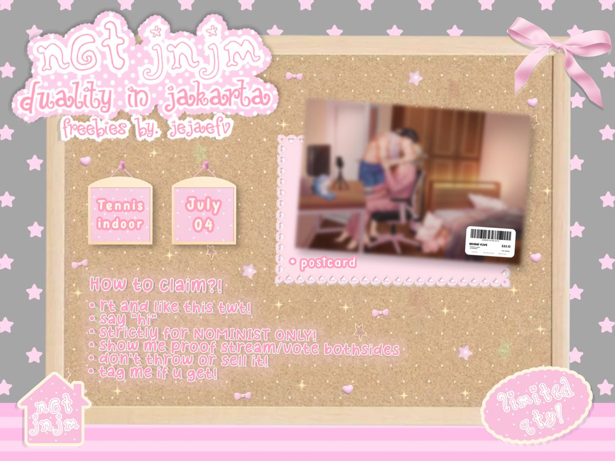 jejaefv's tweet photo. 𐔌՞. .՞𐦯 nct jnjm - duality in jakarta ‧₊˚
       — freebies by @jejaefv 🦈

☘︎ ݁˖. limited qty!
 more info and details on pict! 

rt and like are appreciatedᵎ!
see u gaiss ˖⋆! https://t.co/KUrXZORsmb