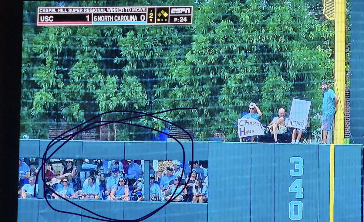 goheelshixson's tweet photo. When you’re committed to UNC baseball but don’t have tickets, you leave Charlotte at 6 am to get front row seats at the fence with your college friend. And then you look for yourself on tv. 
#goheels #UNCbaseball #Omaheels https://t.co/SMQEaUkIqm