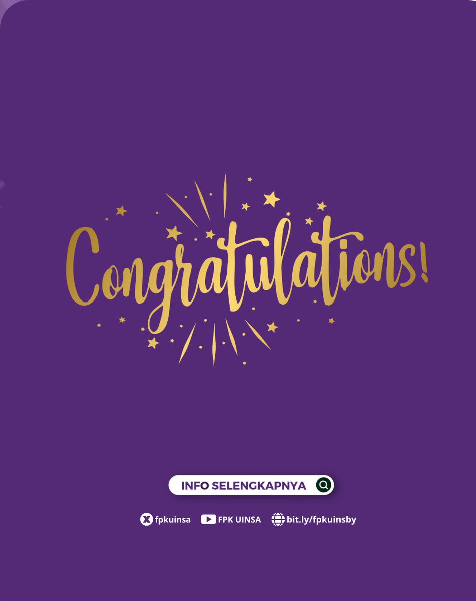 fpkuinsa's tweet photo. [SELAMAT &amp; SUKSES]

Assalamu'alaikum Wr. Wb.
Halo, teman-teman FPK! 👋🏻

Kami keluarga besar Fakultas Psikologi dan Kesehatan UIN Sunan Ampel Surabaya mengucapkan Selamat dan sukses kepada:

✨ Ana Tsamaratul Mufidah ✨
Mahasiswa Program Studi Psikologi https://t.co/MwTSLBwlRb