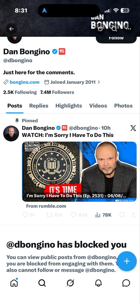 MNtoDFW's tweet photo. @jimmy_dore @dbongino I’ve rarely responded to his posts and he blocked me. For someone who likes to project himself as being a tough guy, he’s quite the little bitch. https://t.co/4urHkgJrz8