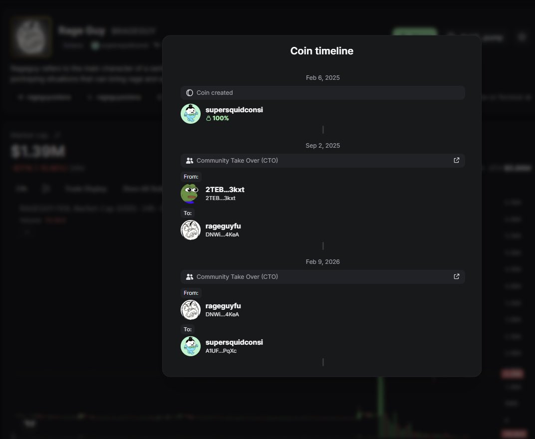 BlueChewPapi's tweet photo. Is this the same $rageguy team that was in control of the creator wallet? The one that claimed over 10k in fees? And sold the dev $RAGEGUY bag? 

Asking because I don’t see any official announcement talking about new CTO leads? 

This is very sus. Look at the images https://t.co/9FeXp8db96