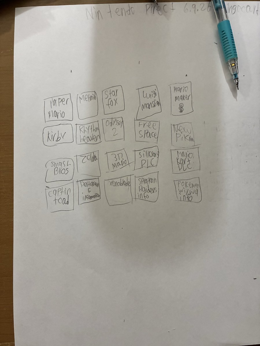 iMatthewya_'s tweet photo. #NintendoDirect 6.9.26 Bingo Card is ready let see what’s gonna happen and lets find out what’s gonna be annouced tomorrow. https://t.co/Y4XMHwIxmJ