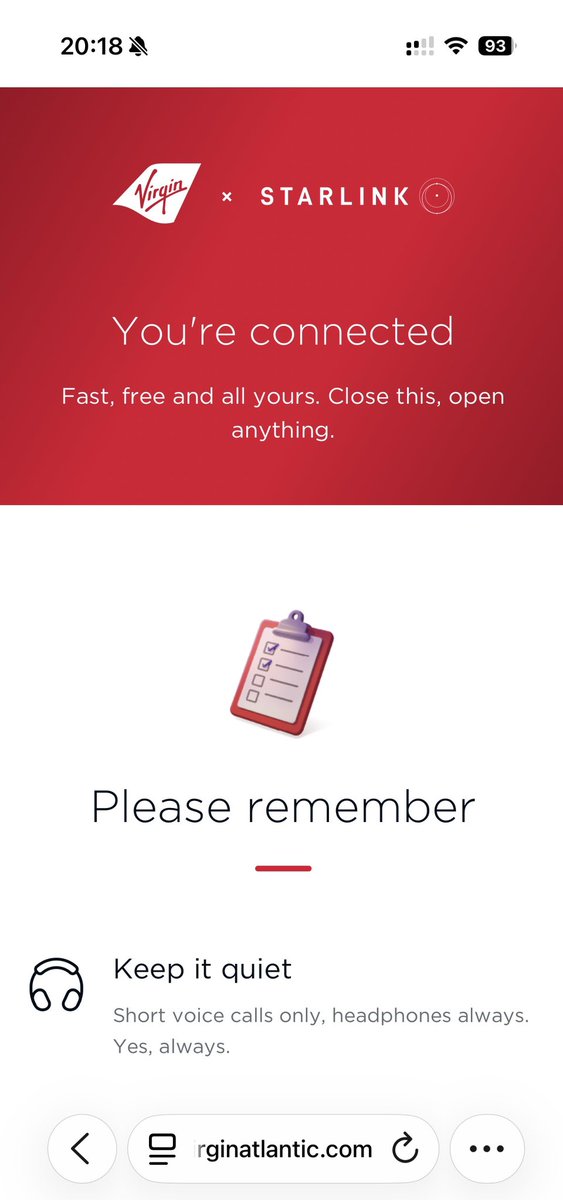 AndyTheOracle's tweet photo. So, @Starlink is brilliant! Bravo to @VirginAtlantic in rolling it out so fast and keeping it free. 
Quick, smooth constant connection on the A350 called ‘Soul Rebel’ from NYC to  Manchester.

I’m seriously impressed 

*Posted from 35000 feet!* https://t.co/KeCa1wTdZf