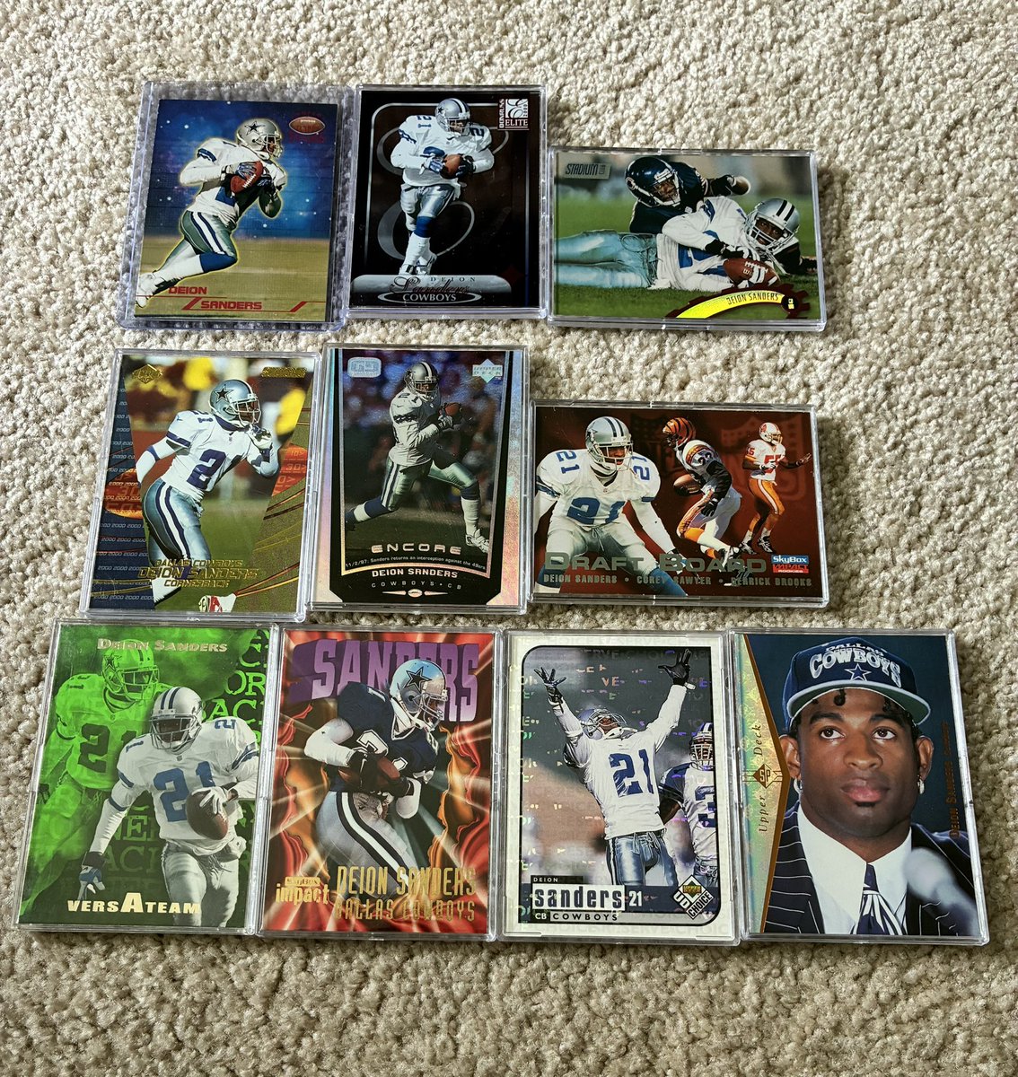 BSKeller's tweet photo. Here is #GIVEAWAY 2 of 3. Prime Time cards with one numbered. 
Like and repost to be entered. Winner picked the night of June 12th. 

Also, if you want to see all the NFL team lots I have up in my eBay store, check the link - https://t.co/2JmXFrmPBG https://t.co/JV4wnEoWTB