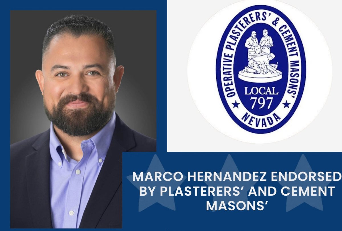 marko_hrndz's tweet photo. Appreciative of the endorsement and support from Operative Plasterers' and Cement Masons' Local 797. Thank you for your support. Together, we're fighting for our brothers and sisters!

#lasvegas #eastside #districtE #cementmason https://t.co/TNGpg5upUR