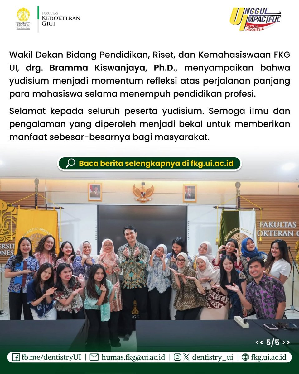 dentistry_ui's tweet photo. Semoga ilmu, pengalaman, dan proses yang telah dilalui menjadi bekal untuk terus menjunjung integritas, profesionalisme, dan memberi manfaat bagi masyarakat 💚🦷
⬇️Baca selengkapnya di sini⬇️
https://t.co/DwLAYwz1fp
#FKGUI #YudisiumFKGUI #DokterGigi #UniversitasIndonesia https://t.co/6MTzrhbb8H