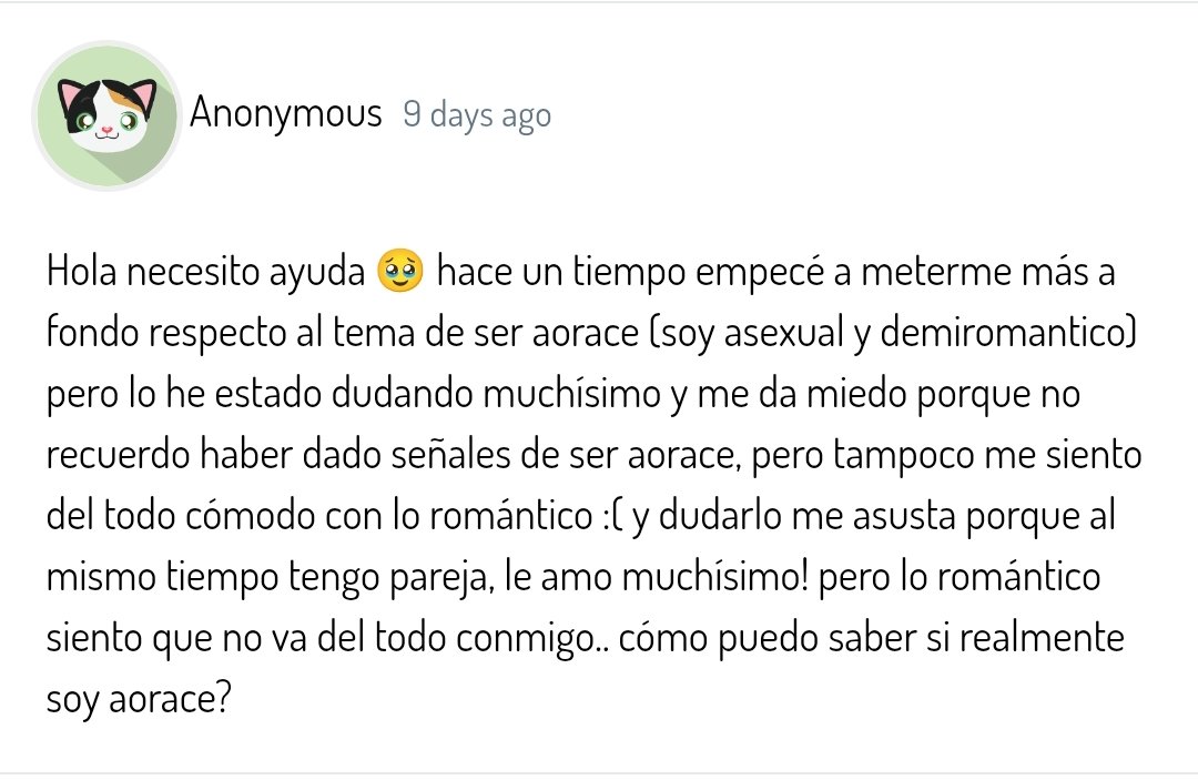 ccaroacee's tweet photo. Realmente la única forma de saber que eres aroace es dándote cuenta de que no experimentas la atracción romántica y sexual de la misma forma que otras personas. No importa si en el pasado "no diste señales", si tu experiencia es distinta a la de otres aroaces [+] https://t.co/NgVu2b0a1E