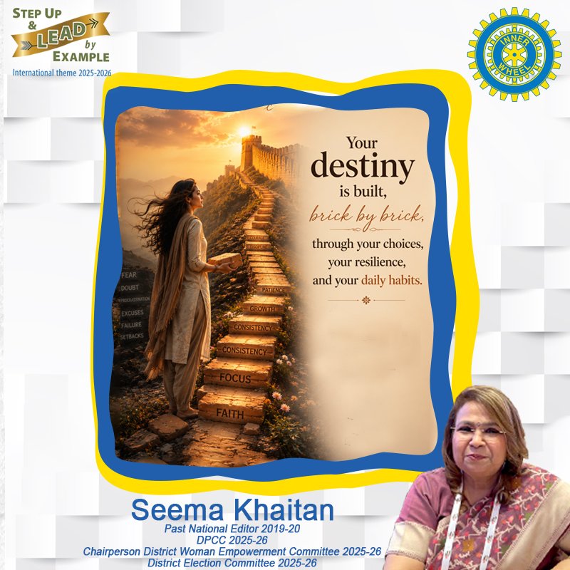 SeemaKhaitan9's tweet photo. || Rise And Grow ||
Seema Khaitan
PNE 2019-20
#SeemaKhaitan #InnerWheel #InspirationalQuotes #MotivationalQuotes #YourDestinyIsBuiltBrickByBrick #BuildYourDestiny #DailyHabits #PersonalGrowth #SelfBelief #Discipline #Consistency #GrowthMindset #SuccessMindset #RiseAndGrow https://t.co/7W7hGX8IFp