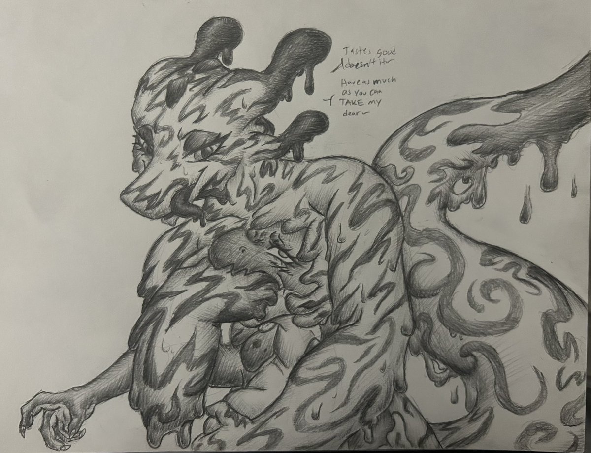 Mega3Maggot's tweet photo. 158/365
A more experimental piece with the goopy dulci forcing herself into (and around) Elysia :3 (She’s super tasty and addictive btw~)
#art #dragon #kobold #furry #furryart #goo #goop #stuffing #sludge #absorption https://t.co/fhScvszPSS
