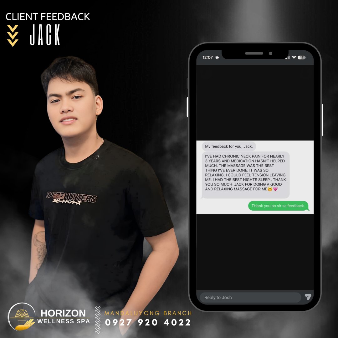 HorizonSpaBoni's tweet photo. Got a chronic neck pain? Let JACK handle that for you! 😌 #HorizonSpa https://t.co/zL5xmixWGV