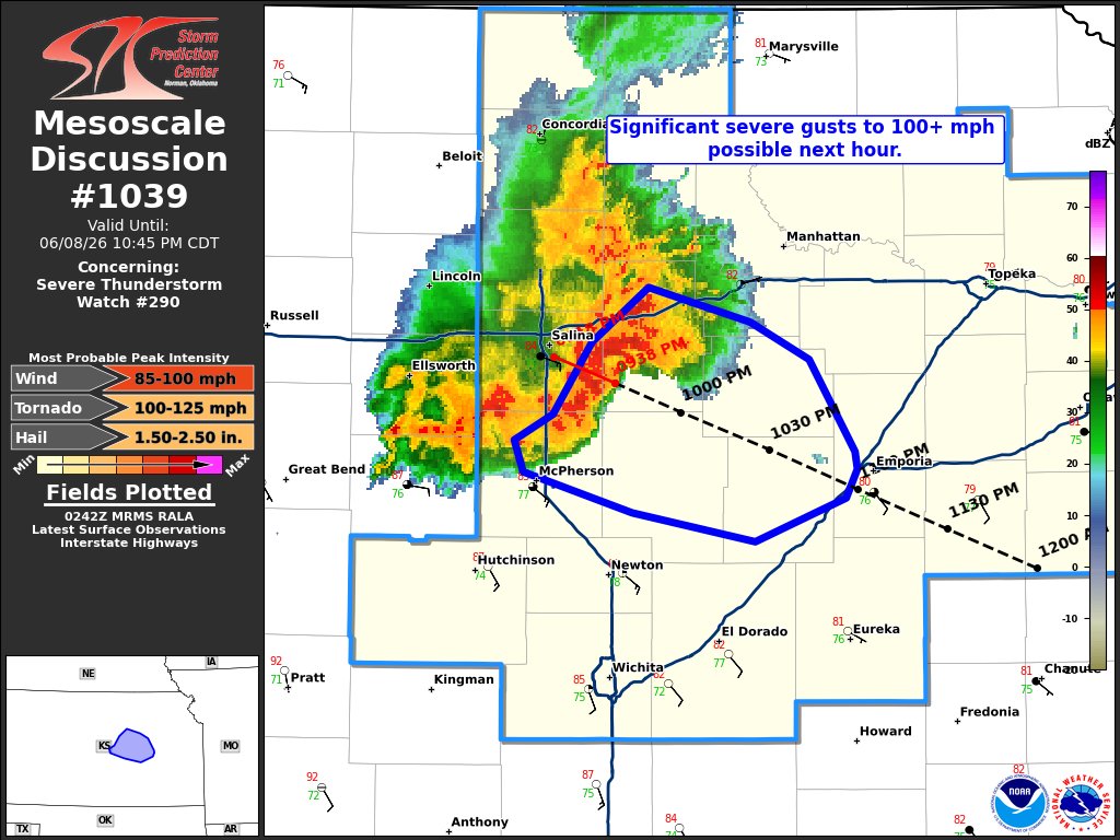 NWSSPC's tweet photo. 9:46pm CDT #SPC_MD 1039 , #kswx, https://t.co/O1nQcYYXZn https://t.co/ITAiFf6cyc