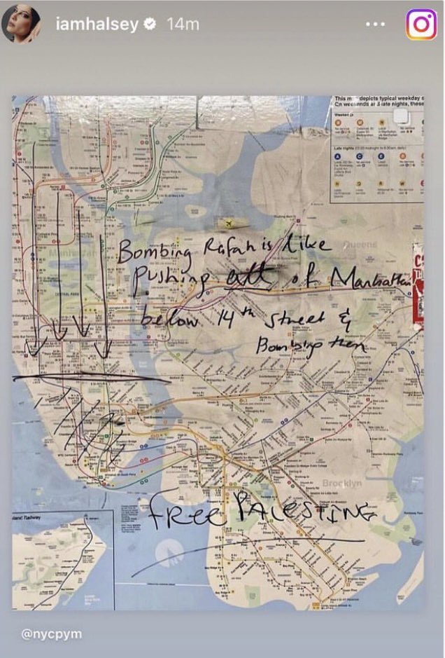 Jvnior's tweet photo. 🚨🇺🇸 BREAKING: American singer Halsey posts a map showing the scale of genocide  

She is a huge Pro-Palestine supporter. https://t.co/9wxDr7ZHdT