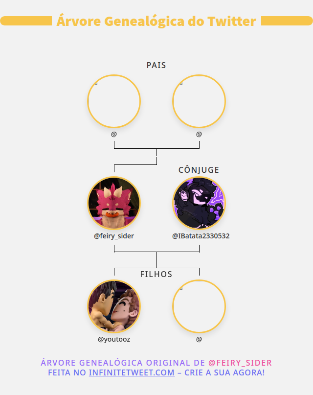 feiry_sider's tweet photo. 👨‍👩‍👧‍👦 Minha Twitter Família:
👫 Pais: @ @
👰 Cônjuge: @IBatata2330532
👶 Filhos: @youtooz @

➡️ https://t.co/JuT0ibRfmR https://t.co/7jpXSVhM8z