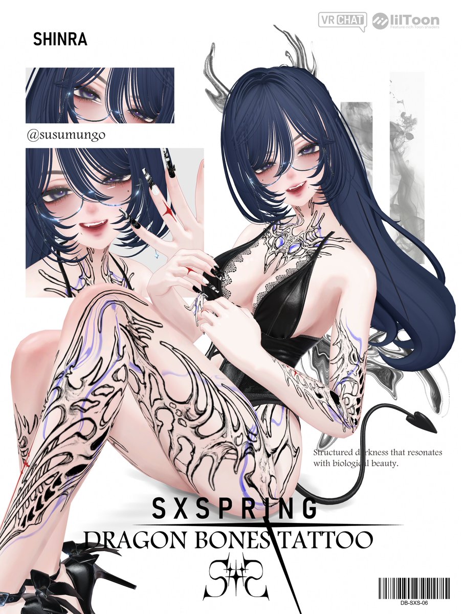 susumungo's tweet photo. ╭┉┉┅┄┄┈ • ┈┄┄┅┉┉╮

#SXSpring さんの新作タトゥーෆ ̖́-
6月11日発売だよ～.ᐟ.ᐟ.ᐟ.ᐟ

改変に合わせて
差し色changeできるの最高🐉💙
キャンペンお見逃しなく❣❣

╰┉┉┅┄┄┈ • ┈┄┄┅┉┉╯ https://t.co/t2vkC09Ek2