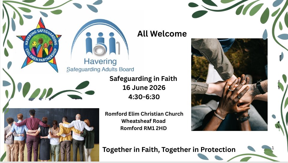 HaveringSP's tweet photo. Calling all Havering Faith Groups- it's a week today, your free funded Safeguarding in Faith event. 16th June -please join us! https://t.co/Rud6eY6Egd