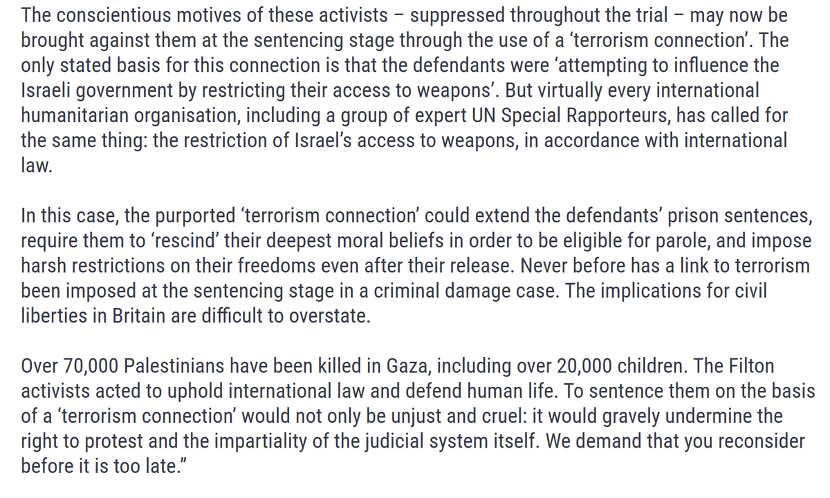 declassifiedUK's tweet photo. 🚨BREAKING -- Around 100 public figures including Sally Rooney, Greta Thunberg, Steve Coogan, and Mohammed El-Kurd have signed an open letter warning against "unjust" terror sentences for Palestine Action activists.

"To bypass the jury and sentence a group of protesters as terrorists would constitute an extremely grave miscarriage of justice, with consequences far beyond this case alone", the letter states.
👉https://t.co/phq6yA4aEW