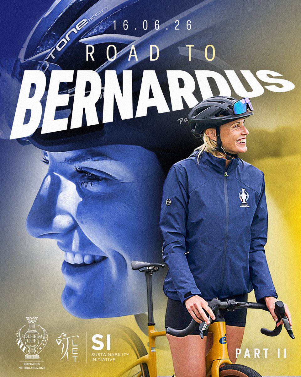 LETgolf's tweet photo. Follow Anne Van Dam, the 2026 European Solheim Cup Vice Captain and PING Junior Solheim Cup Captain, when she shows us the Solheim Cup fan route to Bernardus 🚴‍♀️

📍's-Hertogenbosch to Bernardus
🗓️ Tuesday June 16 

#LETSI | #RoadToBernardus https://t.co/WpYOb2n9V7