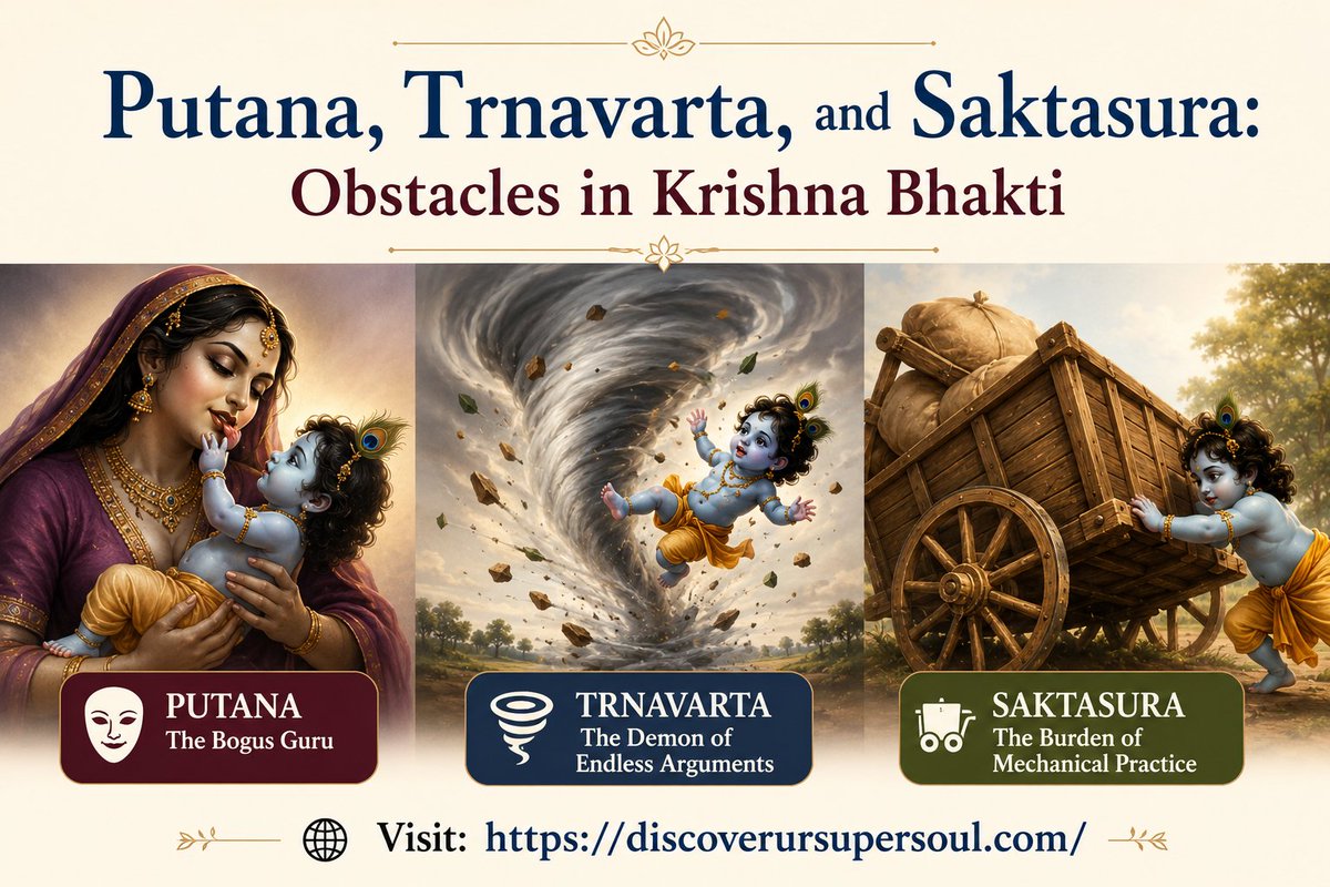 Discoverursupe1's tweet photo. Putana, Trnavarta, and Saktasura: Three obstacles in Krishna Bhakti 

https://t.co/YESQNd6uPJ

#Krishna #HareKrishna #Gita #bhakti #devotion https://t.co/RVMJPR0G5C