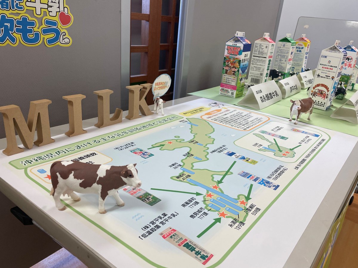 okisonousui's tweet photo. 沖縄の牛乳、なぜ946ml？🥛
モ～っと知りたい、牛乳のヒミツ🐮✨
乳牛の一生や牧場の仕事、
牛乳ができるまでをギュウっとした展示で分かりやすく紹介！

📍沖縄総合事務局1階 行政情報プラザ
📅6月8日(月)～6月23日(火)

6月は #牛乳月間　
ぜひご来場ください！ https://t.co/PARuRORmZG