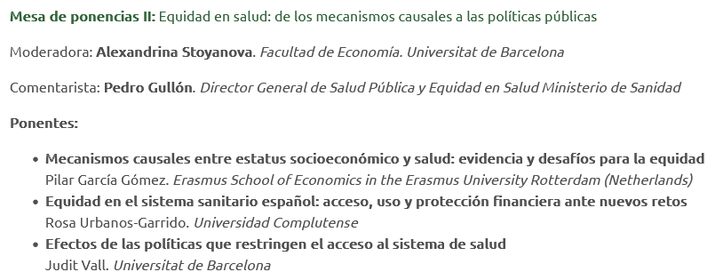 AESeconsalud's tweet photo. ‼️ PROGRAMA DE LAS #JornadasAES @unisevilla ‼️

📅 Mesa de ponencias II: 
Equidad en salud: de los mecanismos causales a las políticas públicas.

#UniversitatBarcelona @sanidadgob @erasmusuni @unicomplutense

👀👇
https://t.co/PAsYXSy5w1 https://t.co/2PBIAfiKzB
