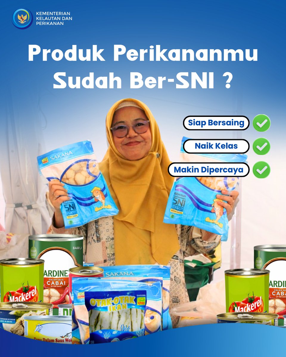 Rhiee_84's tweet photo. Nelayan hebat bukan hanya soal banyak tangkapan, tetapi juga mutu hasil perikanan. Melalui Sertifikasi SNI, produk perikanan lebih berkualitas, aman, terpercaya, dan berdaya saing di pasar nasional maupun global.
#SNI #Perikanan
#sniuntuk905JI https://t.co/mekbh9JKL8