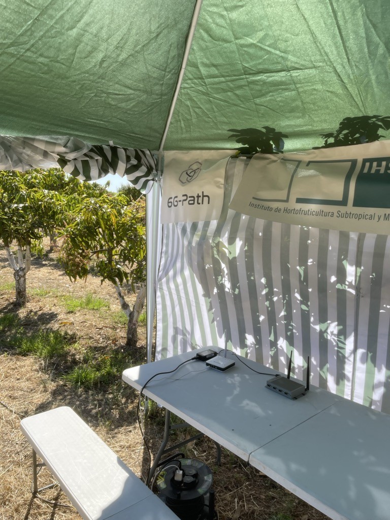 6gpath's tweet photo. 🚀 #6GPATH at #EuCNC2026! We demonstrated how 5G, Edge, and AI power precision agriculture at La Mayora. 
📷 Live demos: 
1️⃣ UMA: 5G drone + AI for real-time tree canopy analysis. 
2️⃣ Terraview: Live soil moisture mapping via private 5G.

#SmartFarming #5G #AI #AgTech https://t.co/l1lg1Wi4c5